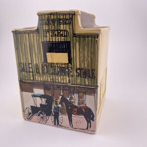 Vintage Enesco Old West Main Street Livery Feed ceramic Canister Made in Japan